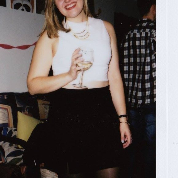 TopShop White crop top with gold zipper in back - Picture 4 of 5